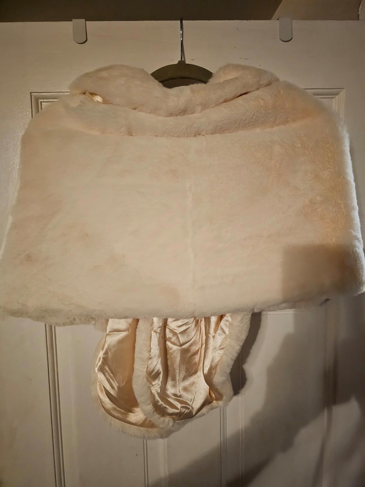 faux fur shawl and broach