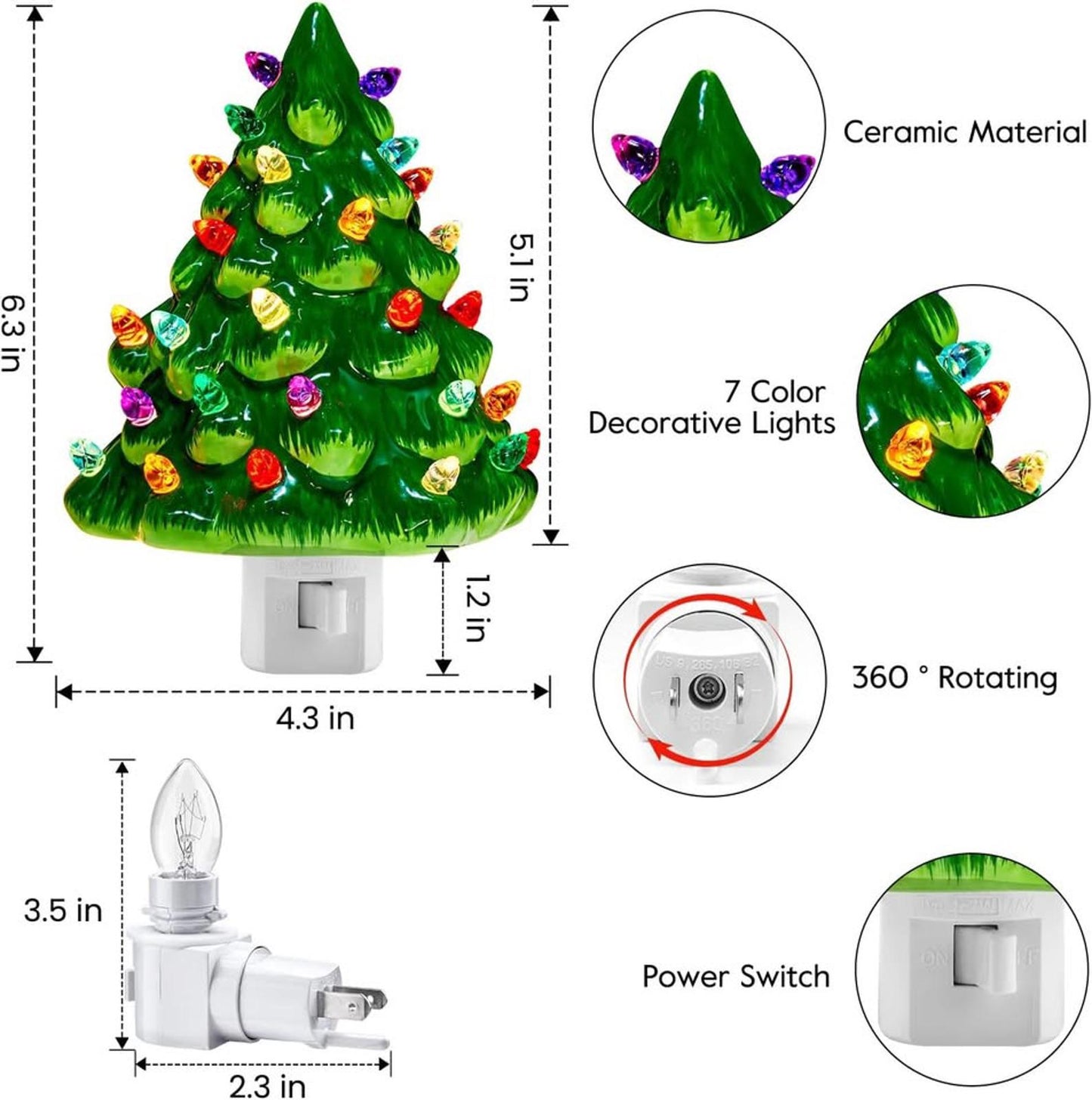 Ceramic Christmas Tree Night Light