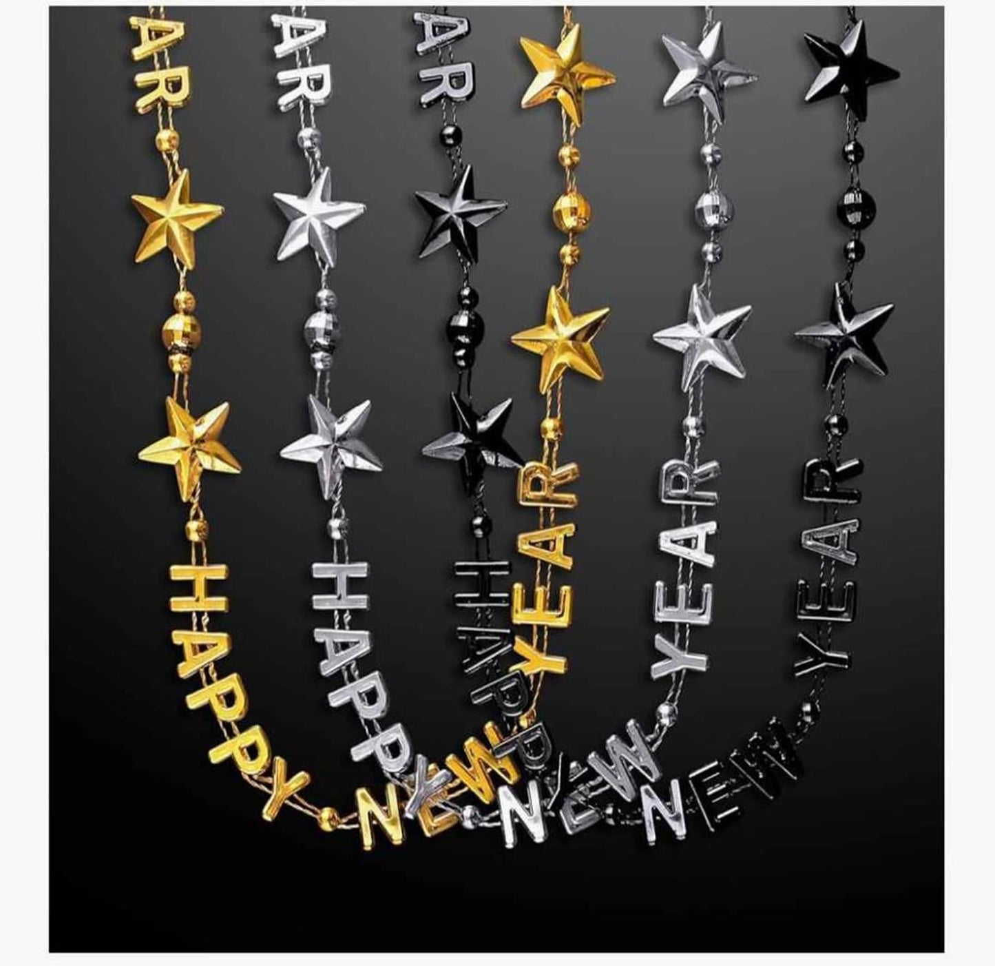 FlashingBlinkyLights Happy New Year Party Beads (Set of 12)