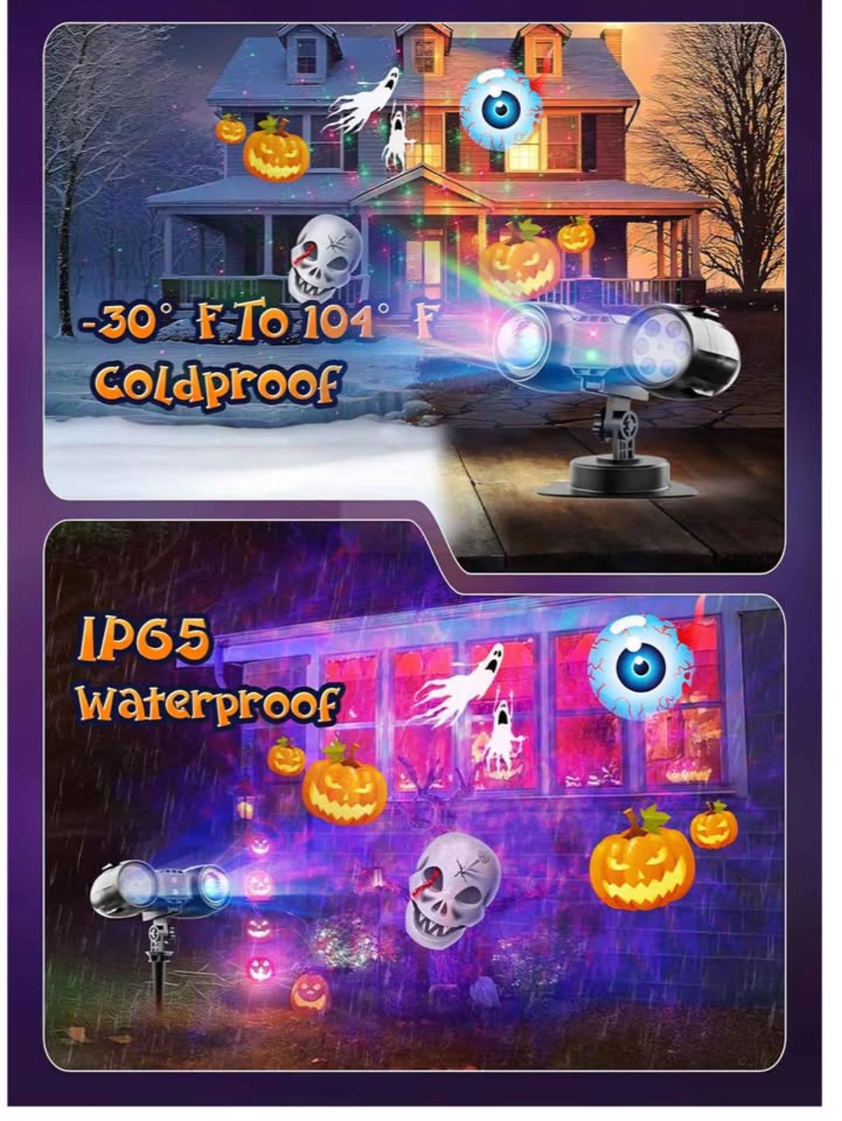 3 in 1 Halloween Christmas Projector Lights Outdoor 21 HD Effects (3D Ocean Wave + Patterns+Red Gree