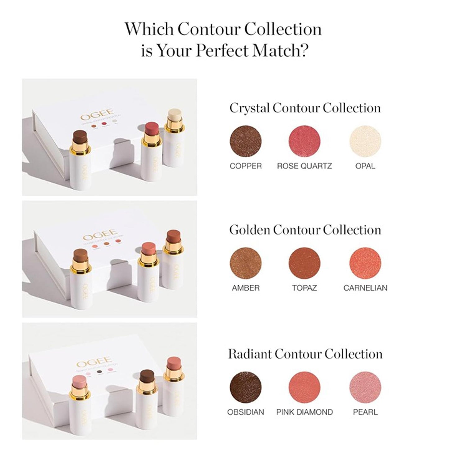 Ogee Face Stick Trio - Golden Contour Stick Makeup Collection - Certified Organi