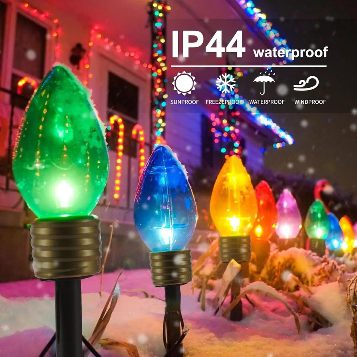 Jumbo C9 Christmas Pathway Lights Outdoor - 8.5 Feet 5 LED C9