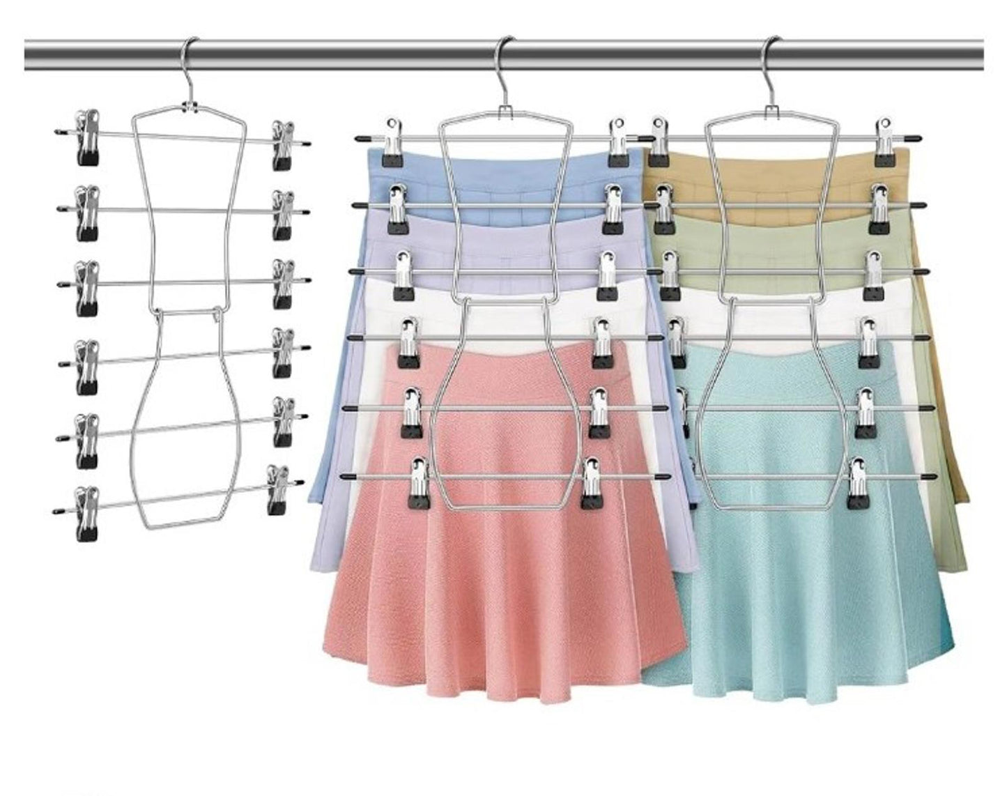 Holds 18 Skirts/Pants/Jeans/Shorts, w/360°Rotating Hook, Skirt Hangers