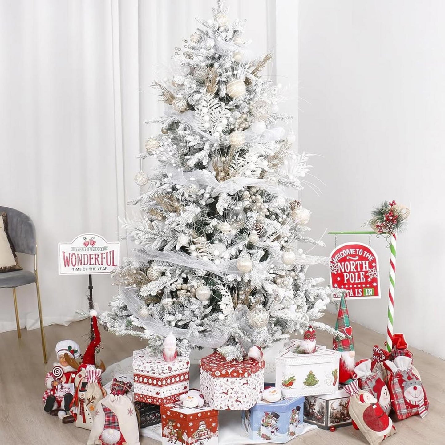 Christmas Ball Ornaments, 33PCS Champagne Clear Shatterproof Plastic Foam Set