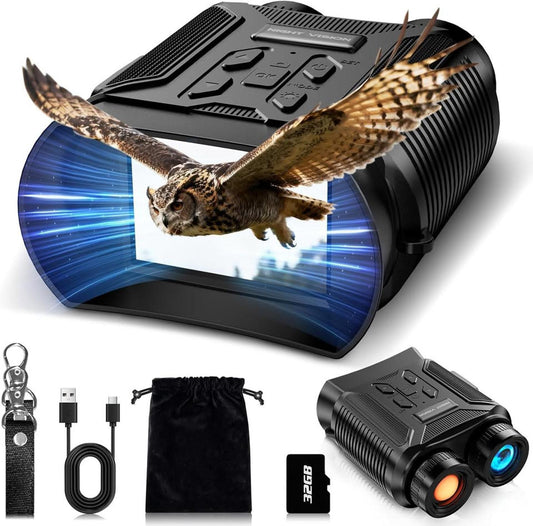 Night Vision Goggles - 5W Upgraded 4K HD IR Binoculars - 8X Digital Zoom