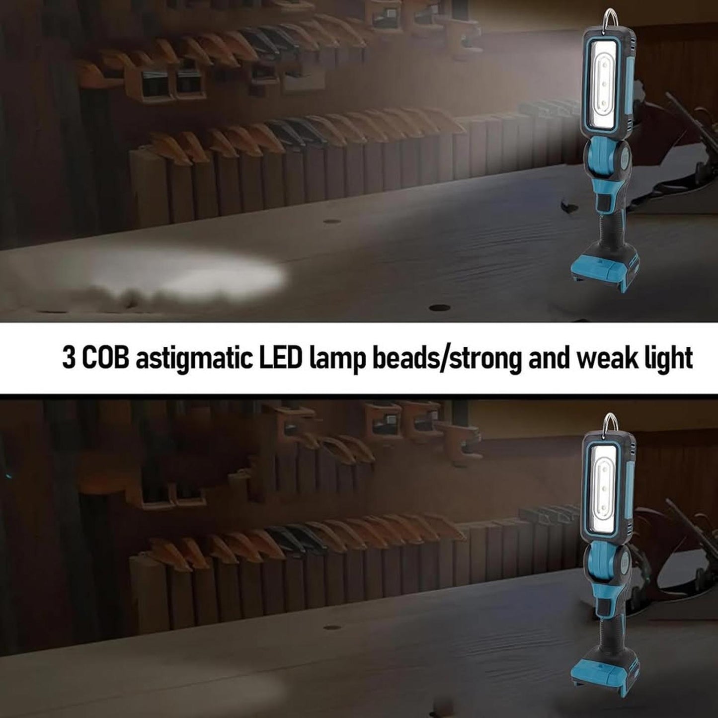 Cordless LED Work Light, 500lm 1000lm Rotatable Lamp for Outdoor Construction,
