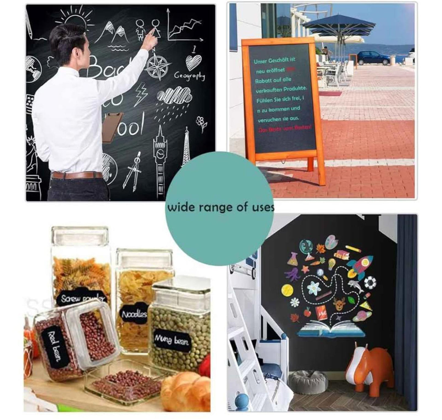 Chalk Board Contact Paper with Adhesive, 36" x 48" Magnetic Chalkboards for Wall, Wallpaper Sheets f