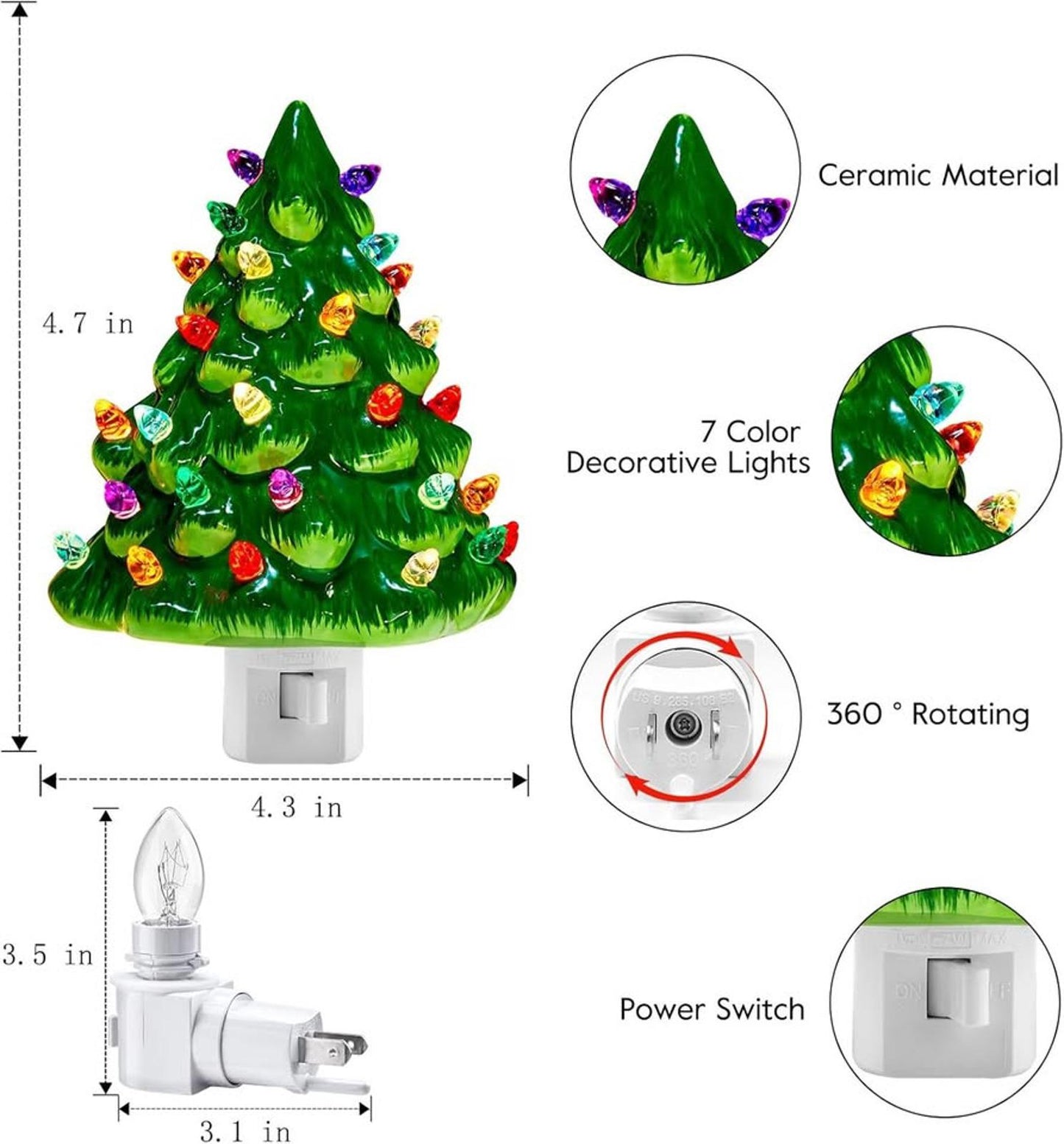 Ceramic Christmas Tree Night Light
