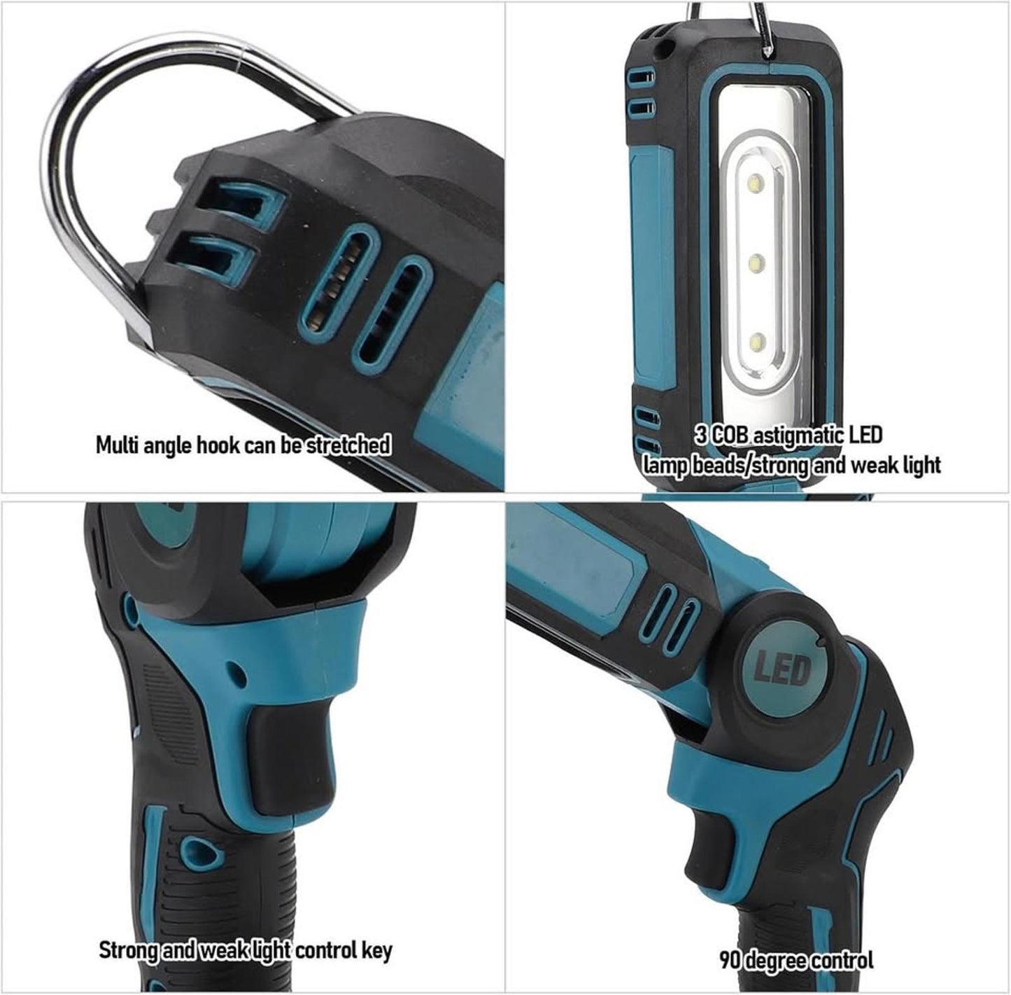 Cordless LED Work Light, 500lm 1000lm Rotatable Lamp for Outdoor Construction,