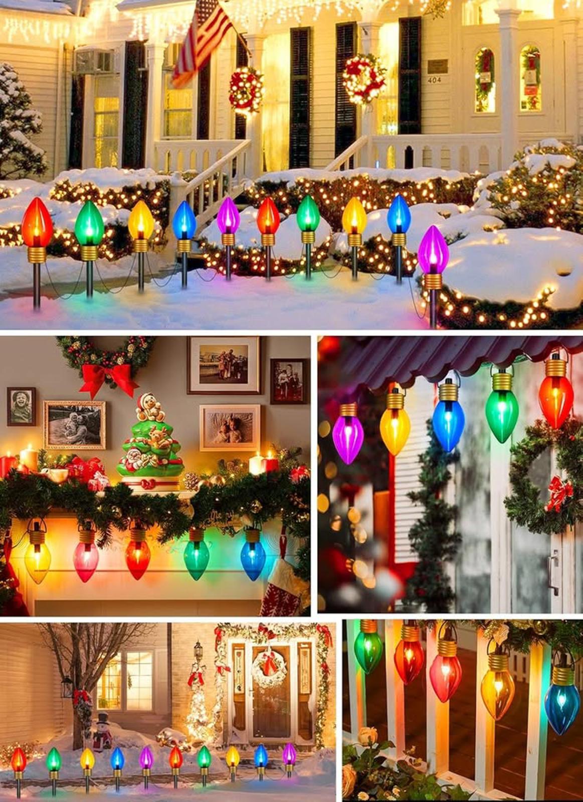 Jumbo C9 Christmas Pathway Lights Outdoor - 8.5 Feet 5 LED C9