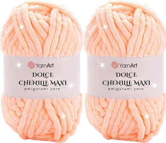 2 Skein Yarn Art Dolce Maxi, Premium Velvet Yarn, Super Soft Bulky 6 Fluffy Bulk