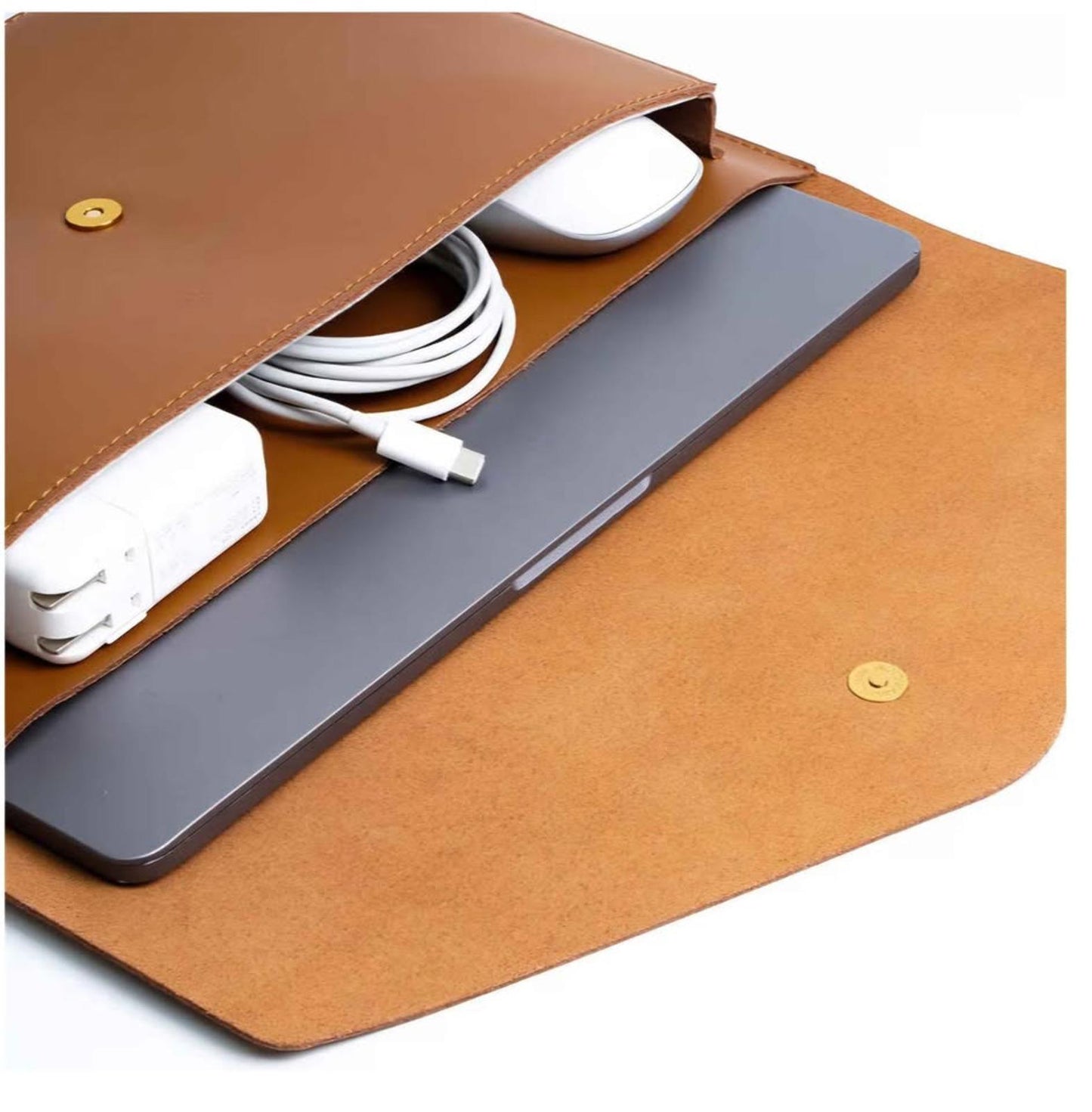 Leather Laptop Sleeve Compatible with New 14 inch MacBook Pro A2442,Old MacBook Air 13 A1466 A1369,