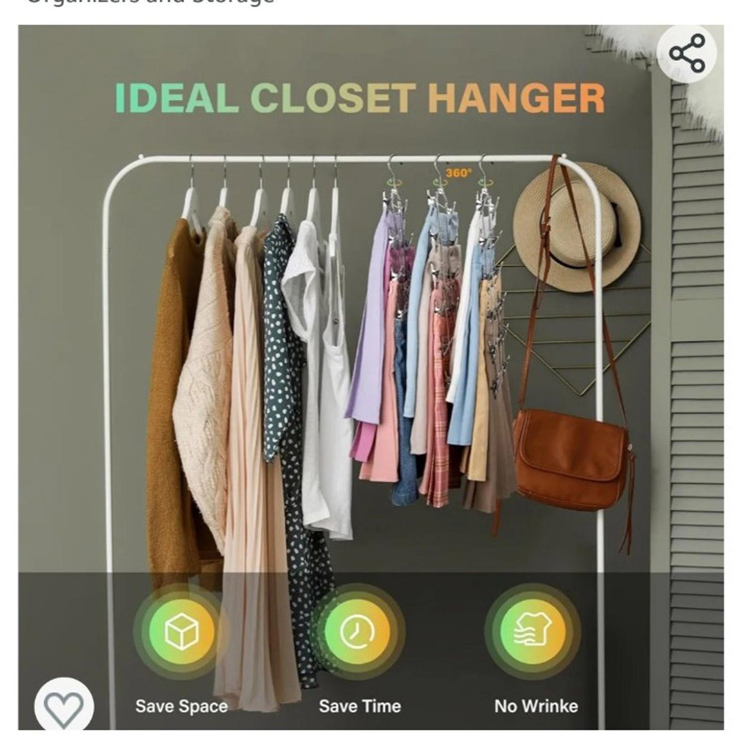 Holds 18 Skirts/Pants/Jeans/Shorts, w/360°Rotating Hook, Skirt Hangers