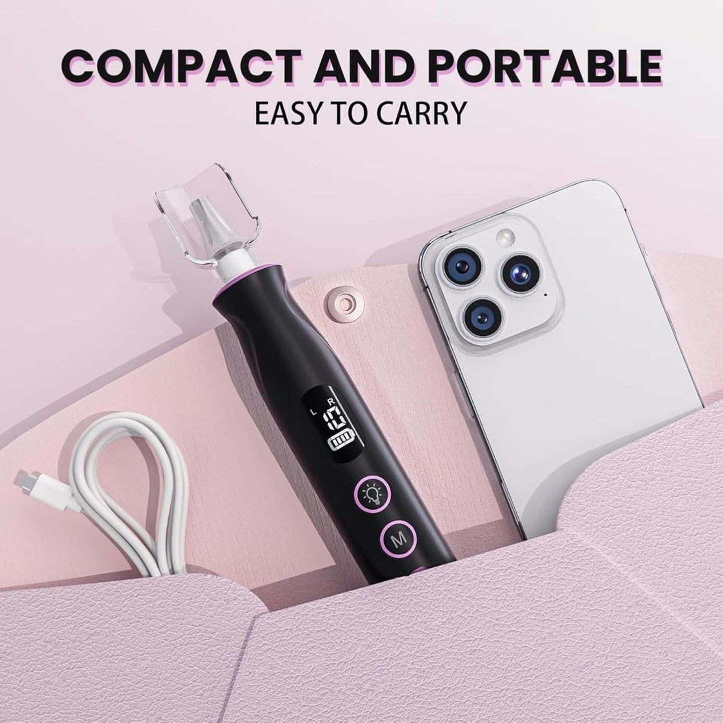 Electric Nail Drill, Cordless 2000 mAh Rechargeable Portable Nail File 12 in 1 Kit