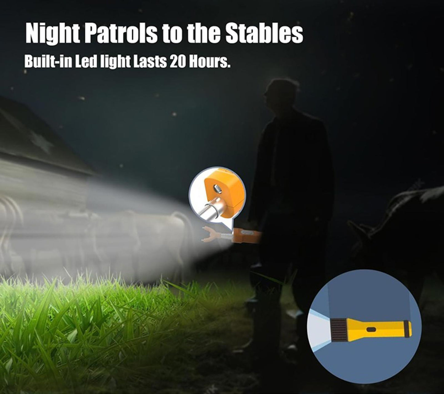 Cattle Prod Livestock Rechargeable Led Light, Waterproof Electric Livestock Prod