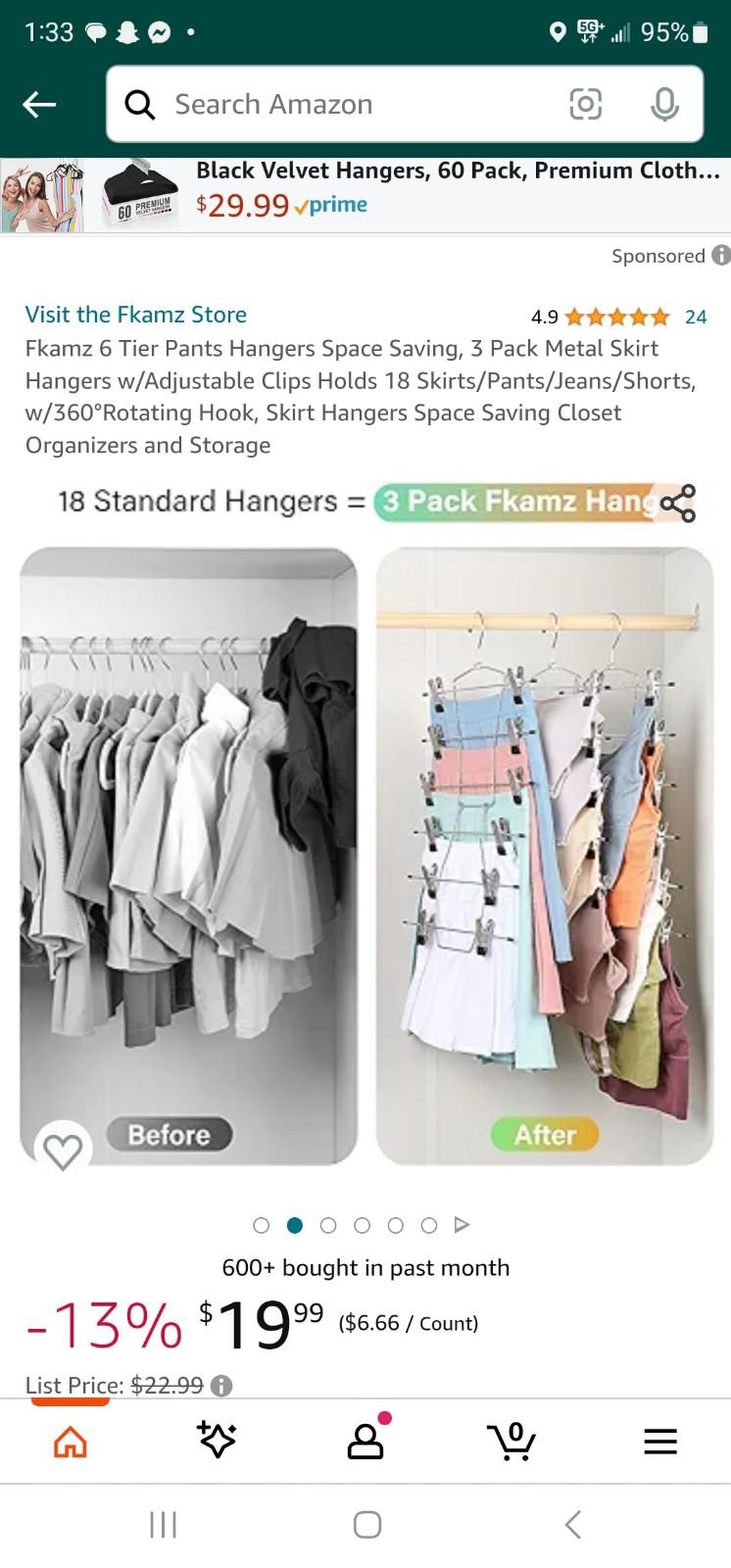 Holds 18 Skirts/Pants/Jeans/Shorts, w/360°Rotating Hook, Skirt Hangers