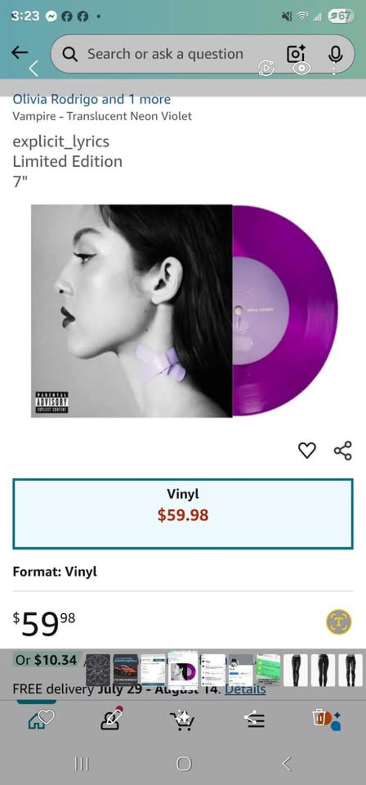 Olivia Rodrigo 
Vampire - Translucent Neon Violet
explicit_lyrics