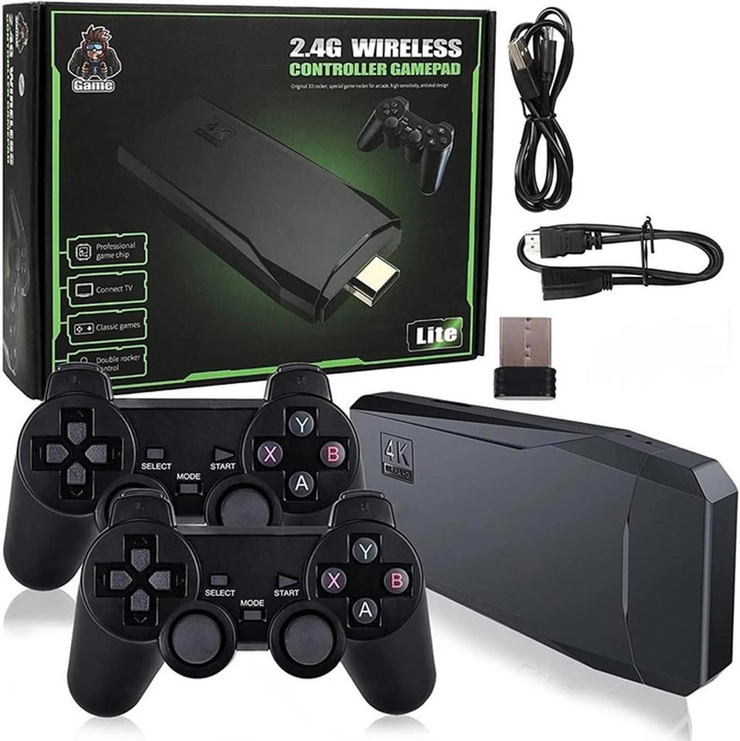 New Portable Game Stick Console & Wireless Controllers Game Stick Lite 4K,Retro