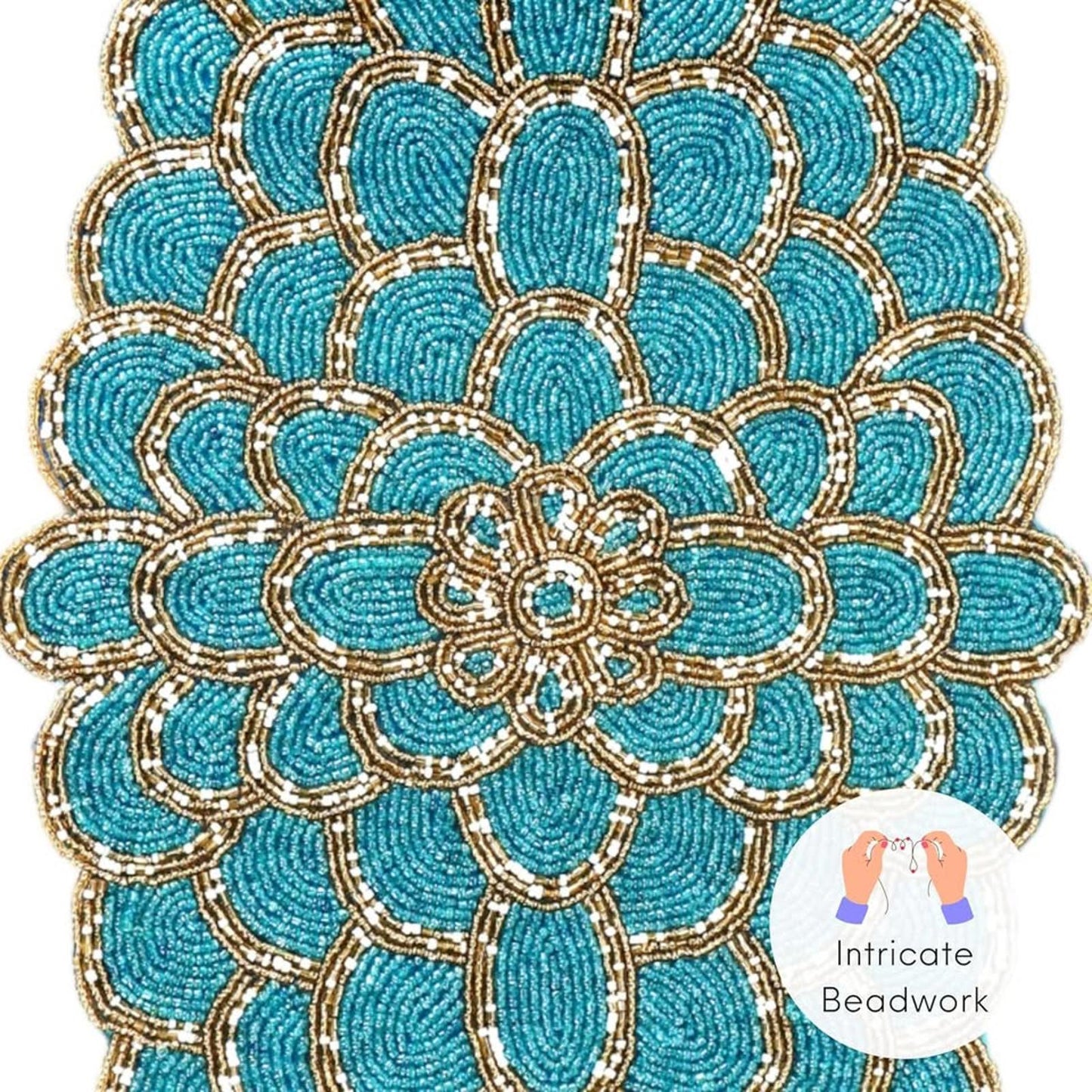 Beaded Table Runner 13 x 36 Inches - Handmade Decorative Dining Table Centerpiece