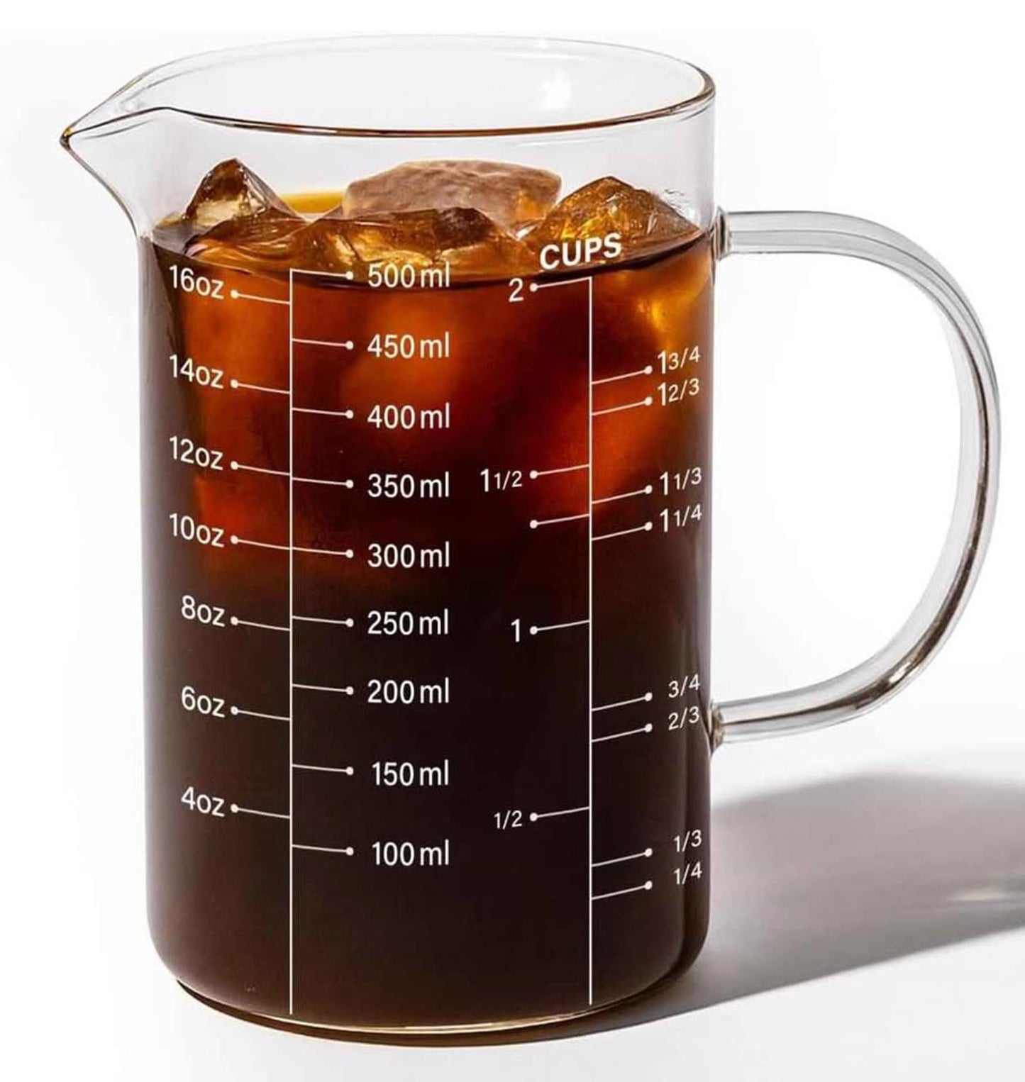 77L Glass Measuring Cup, [Insulated handle, V-Shaped Spout], High Borosilicate Glass Measuring Cup