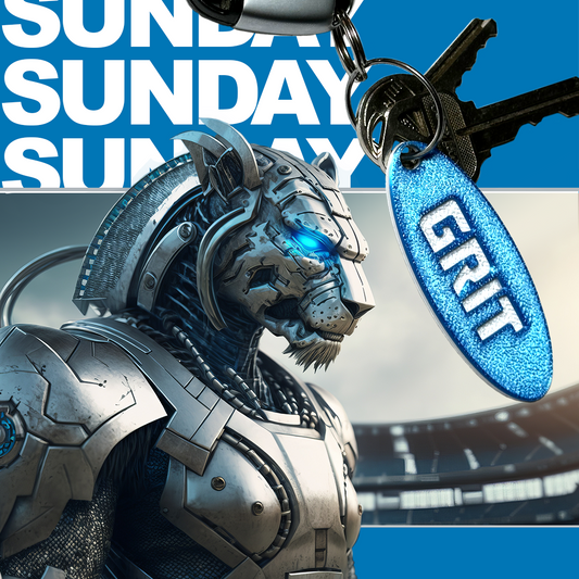 Detroit Lions GRIT Keytag/Keychain, Blue and White, Limited Edition